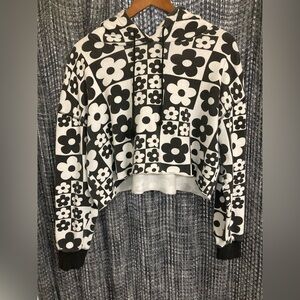 Black and White Cropped floral hoodie.